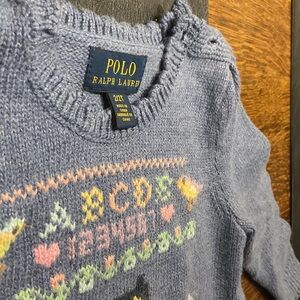 Polo by Ralph Lauren Dusty Blue Fair Isle Farm Knit Sweater